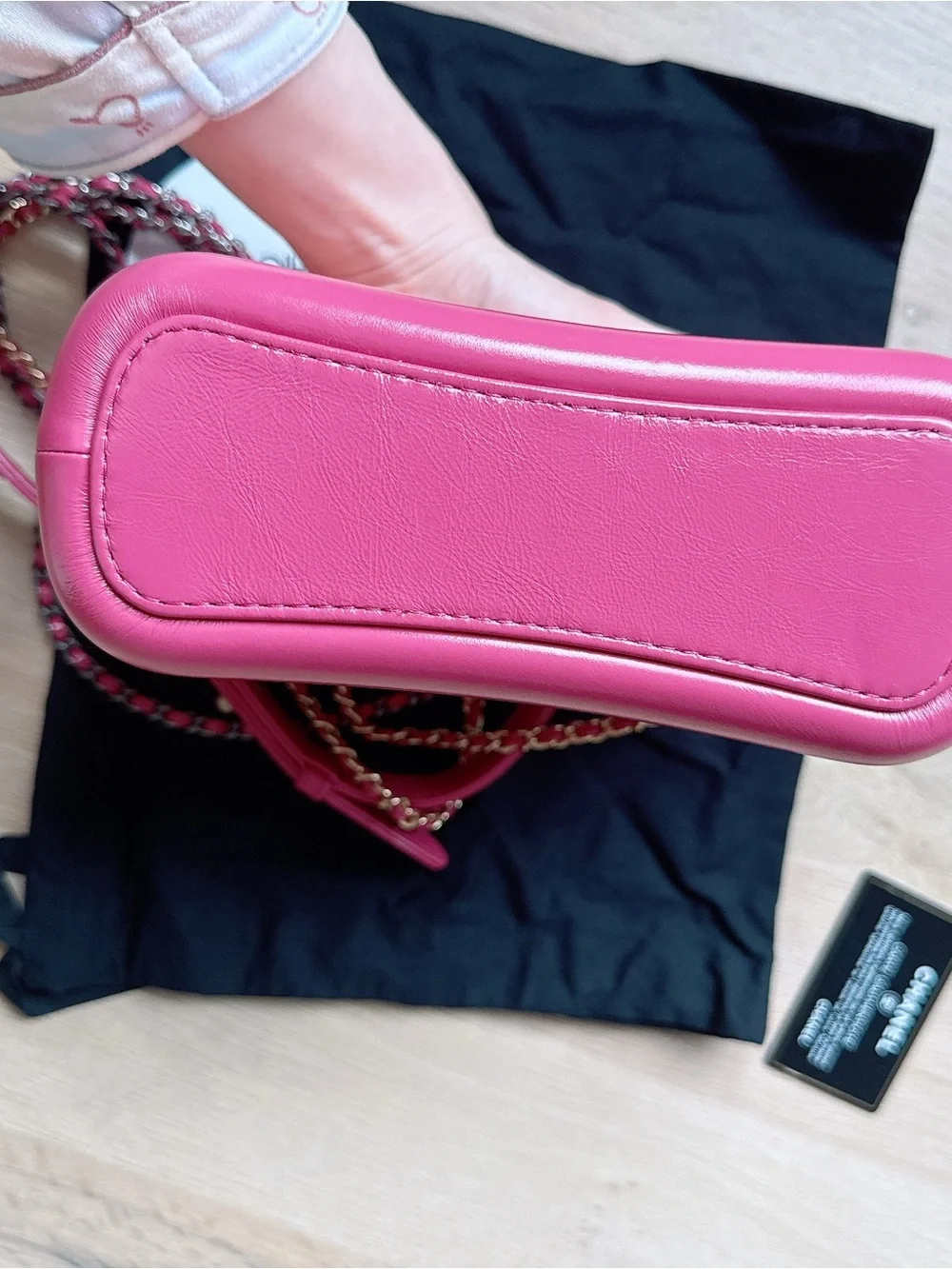 New-like CHANEL Sequin Calfskin Small Gabrielle Hobo Pink